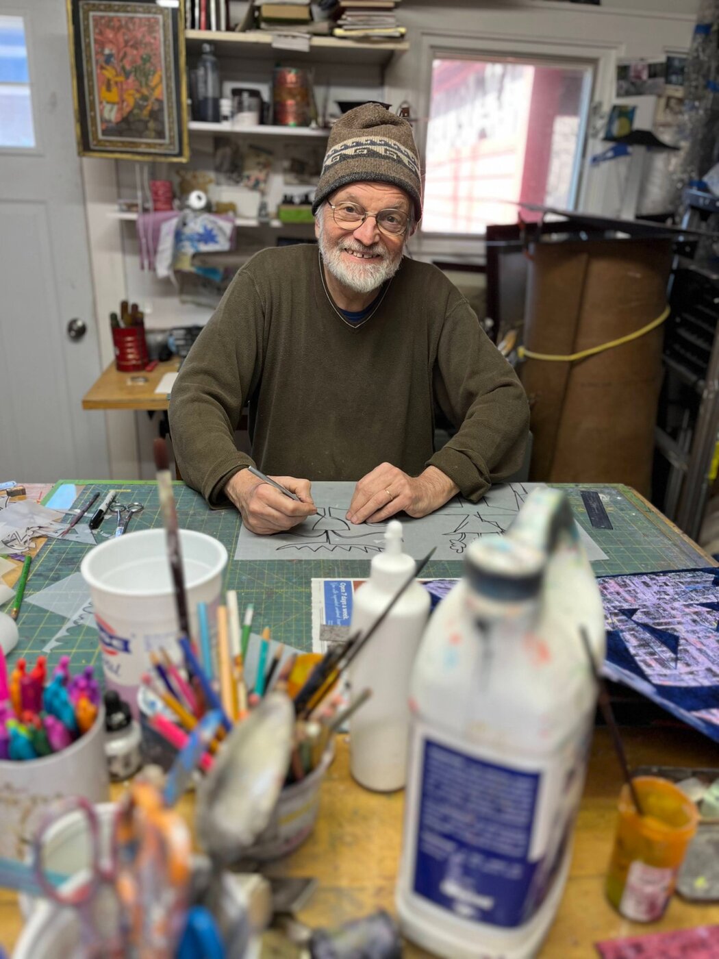 Frank Ozereko in his studio